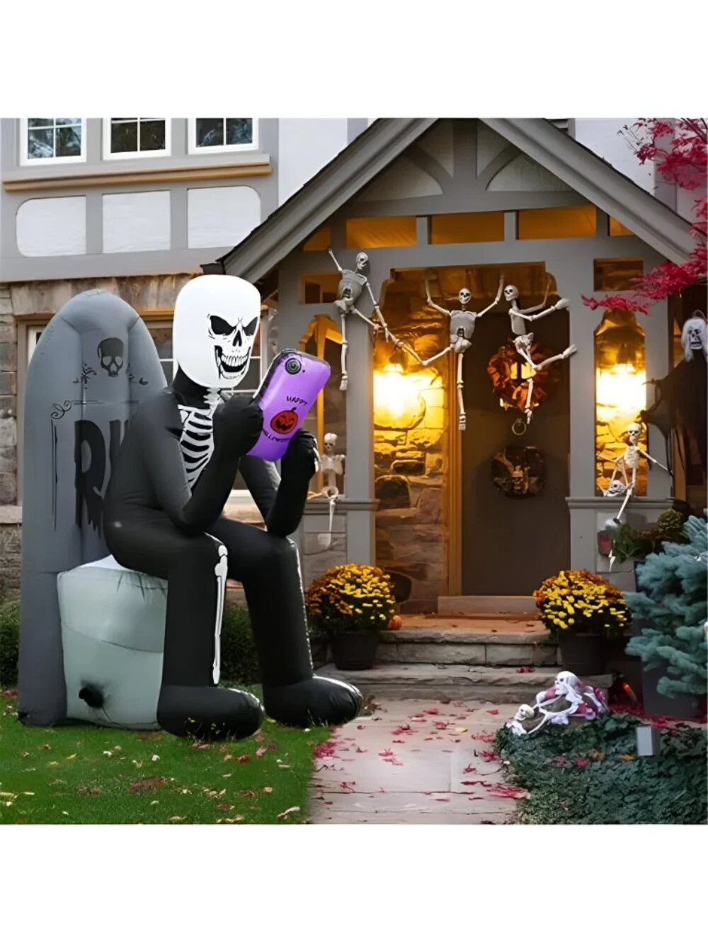 6 FT Halloween Inflatable Outdoor Decoration Skeleton & Tombstone